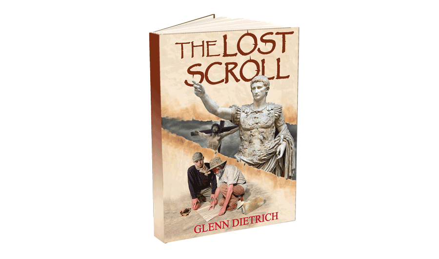A book cover with an image of a man and two children.